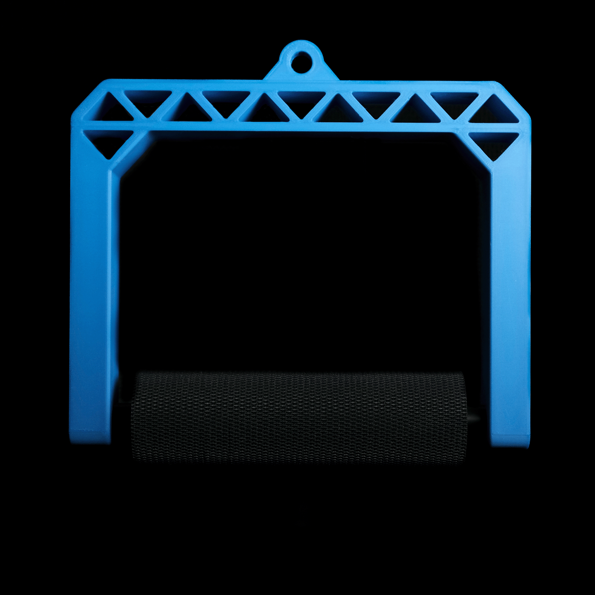 A front view of The Blue Handle
